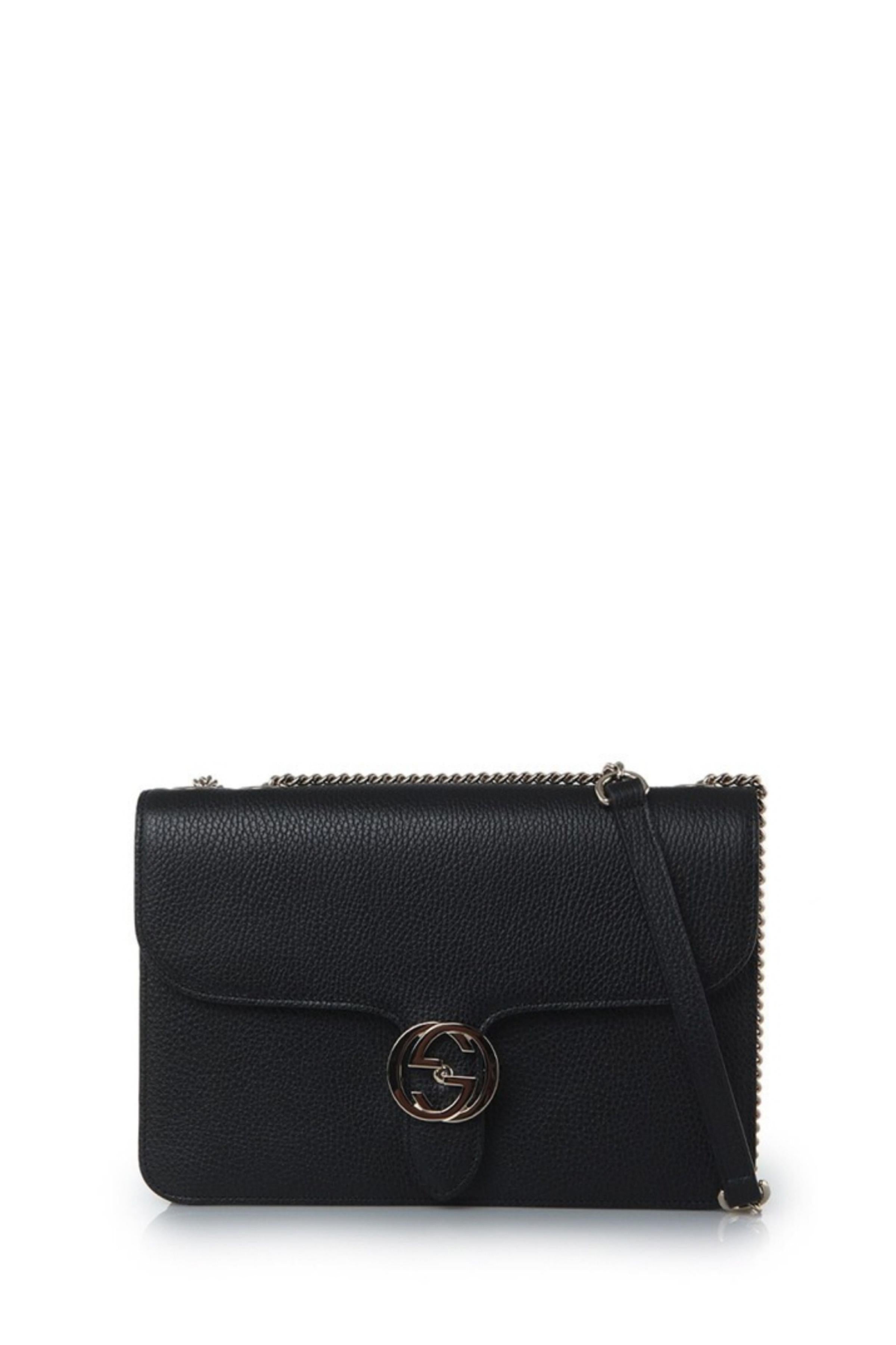 Gucci Borsa tracolla GG pelle nero con chiusura metallica Donna Wanan Luxury