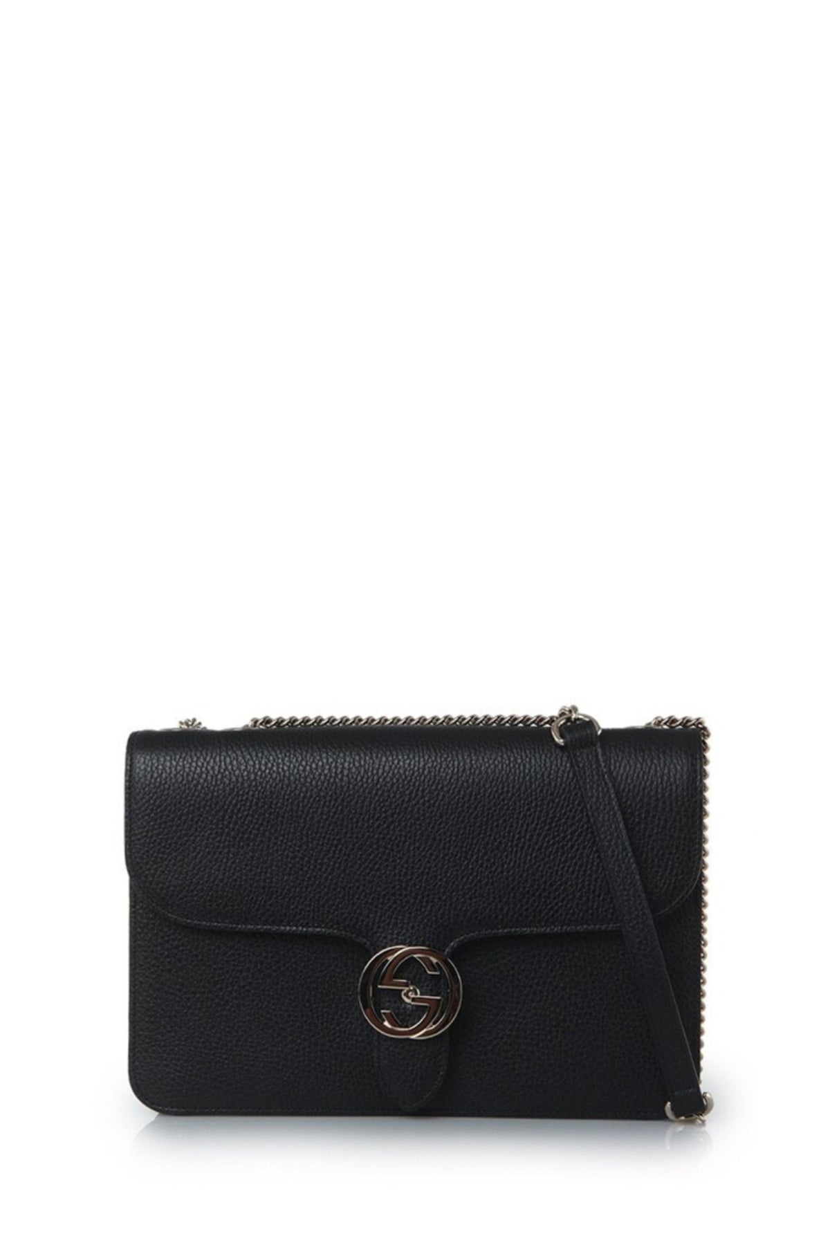 Gucci Borsa tracolla GG pelle nero con chiusura metallica Donna Wanan Luxury