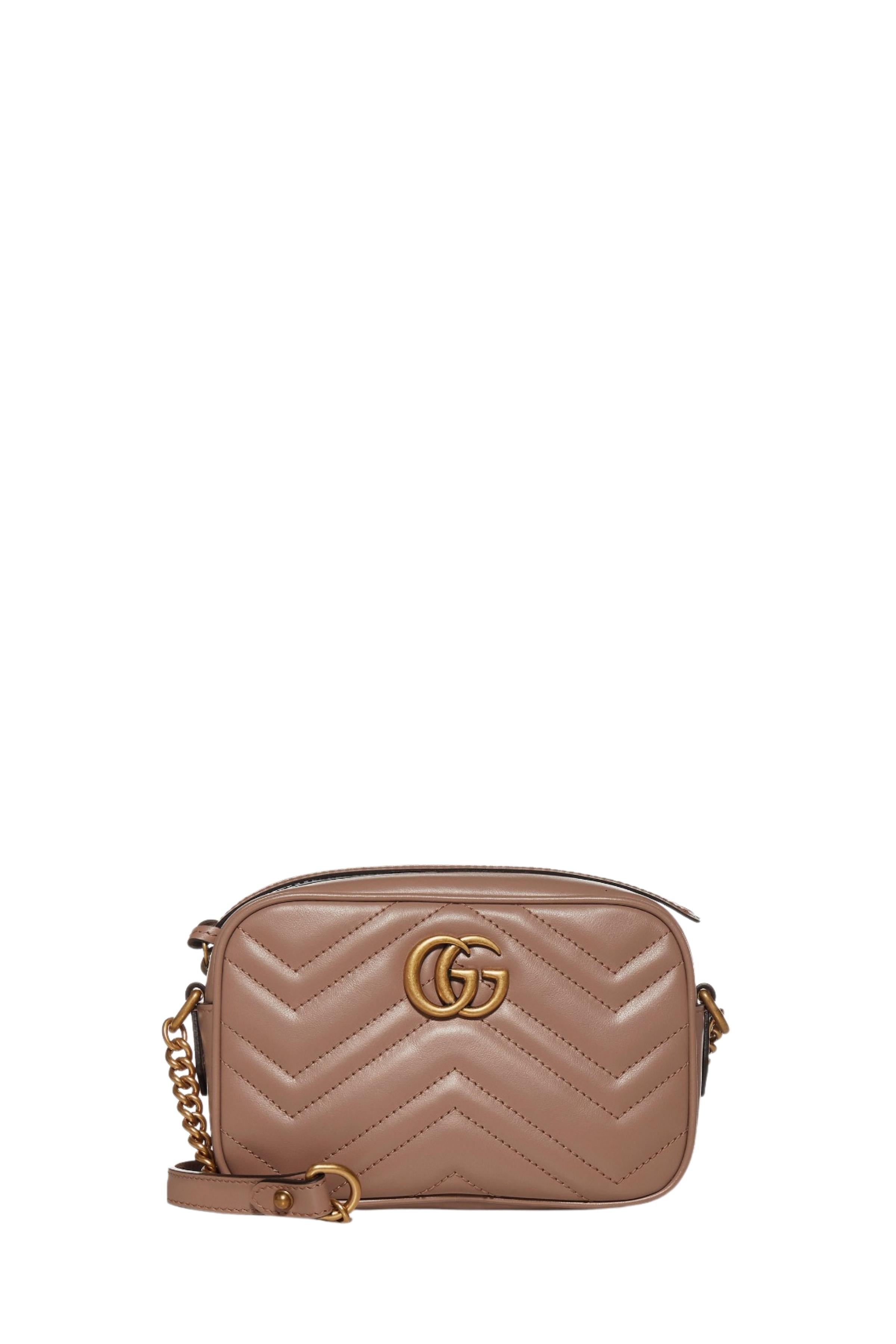 Gucci Borsa a Tracolla Mini GG Marmont in Pelle Rosa Cipria Donna Wanan Luxury