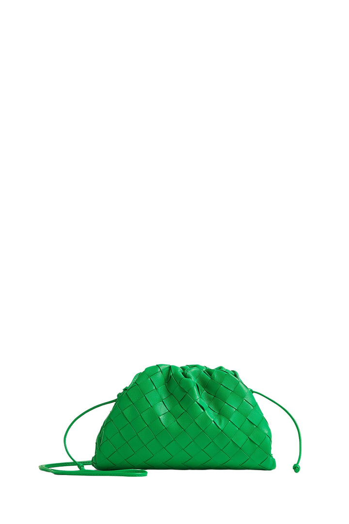 Borsa Mini Pouch Intrecciata in Pelle Verde