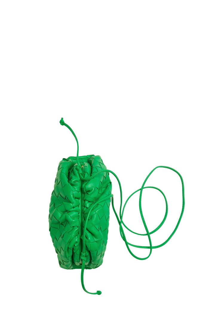 Borsa Mini Pouch Intrecciata in Pelle Verde