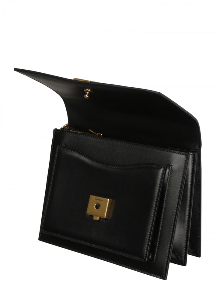 Borsa in pelle nera con logo-Balenciaga-Wanan Luxury