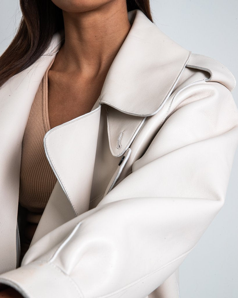 Chiodo Ilaria in pelle di agnello bianco-Wanan Touch-Wanan Luxury