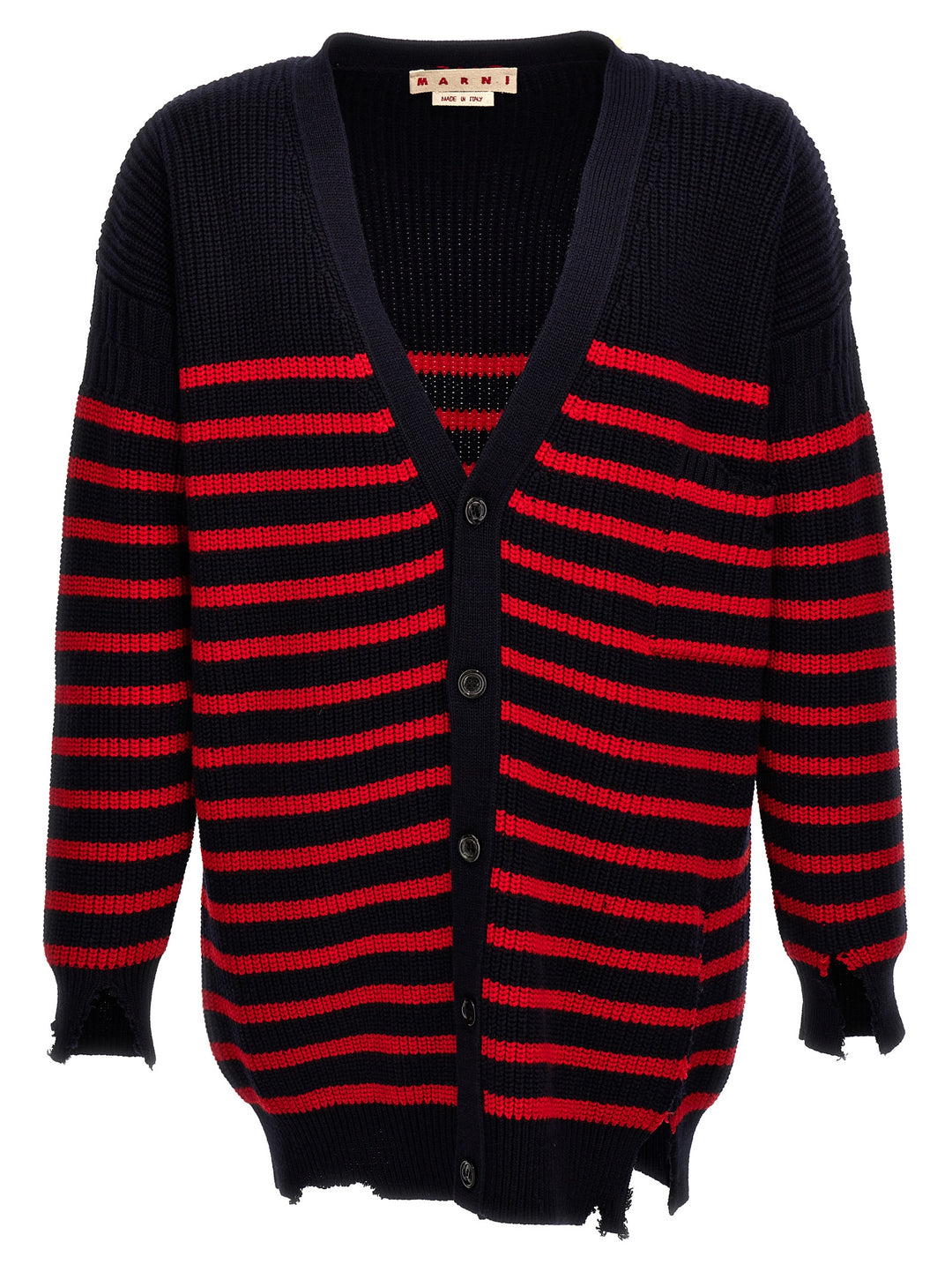 Destroyed Effect Striped Cardigan Maglioni Multicolor