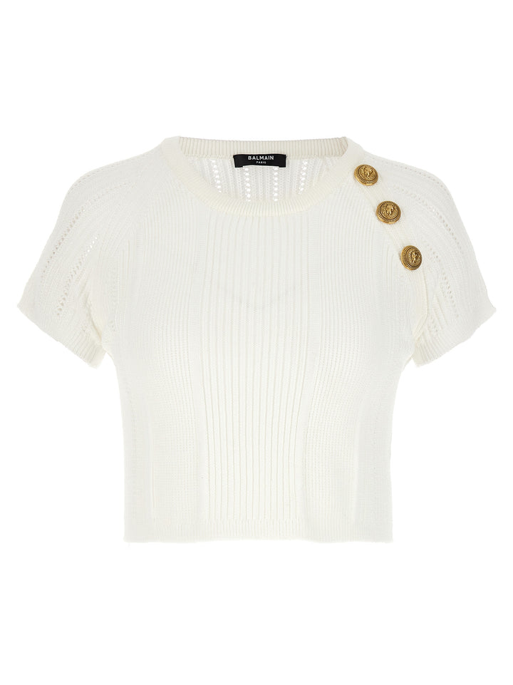 Logo Buttons Cropped Top Top Bianco
