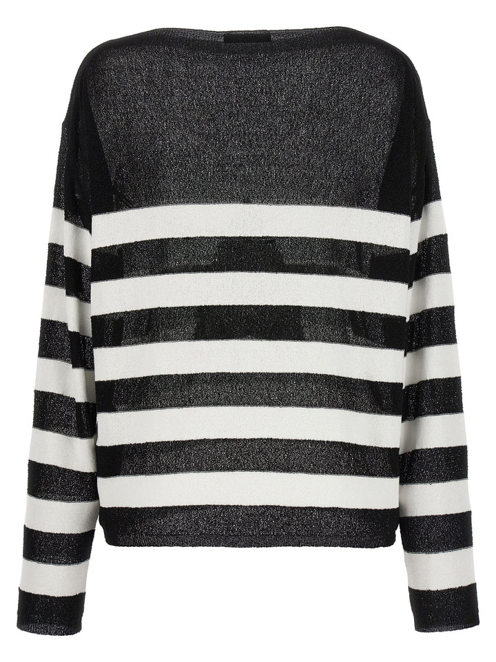 Logo Embroidery Striped Sweater Maglioni Bianco/Nero