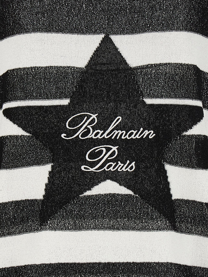 Logo Embroidery Striped Sweater Maglioni Bianco/Nero