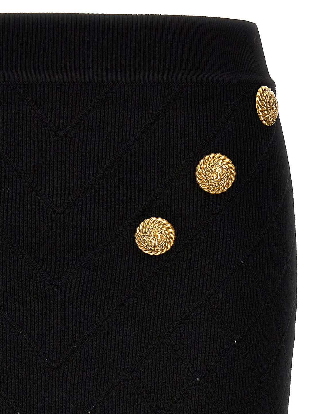 Logo Button Knitted Skirt Gonne Nero