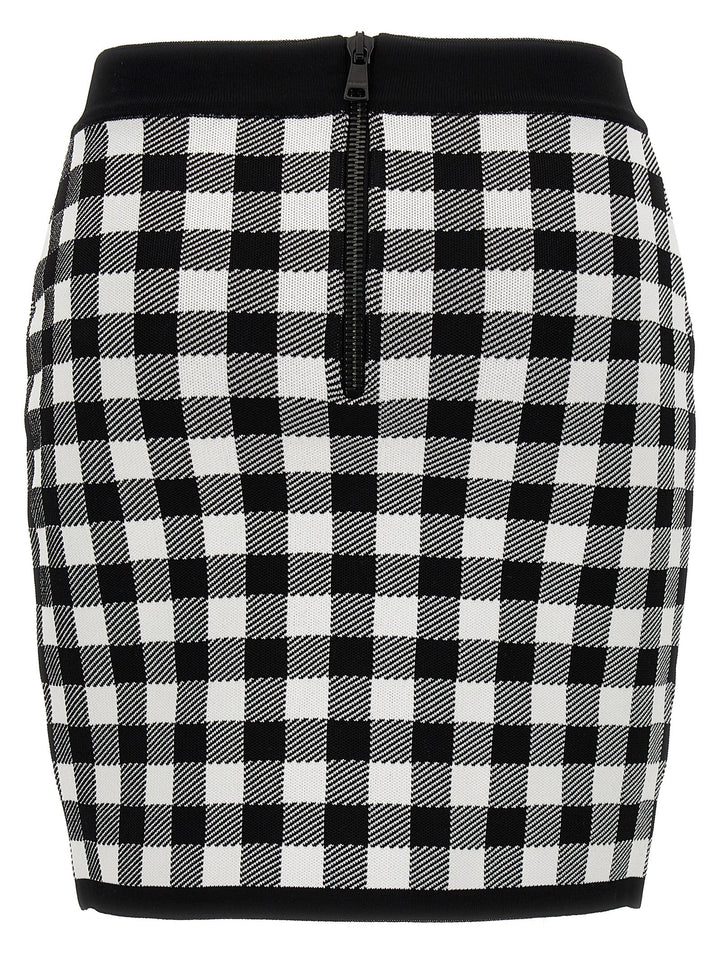 Logo Button Vichy Skirt Gonne Bianco/Nero