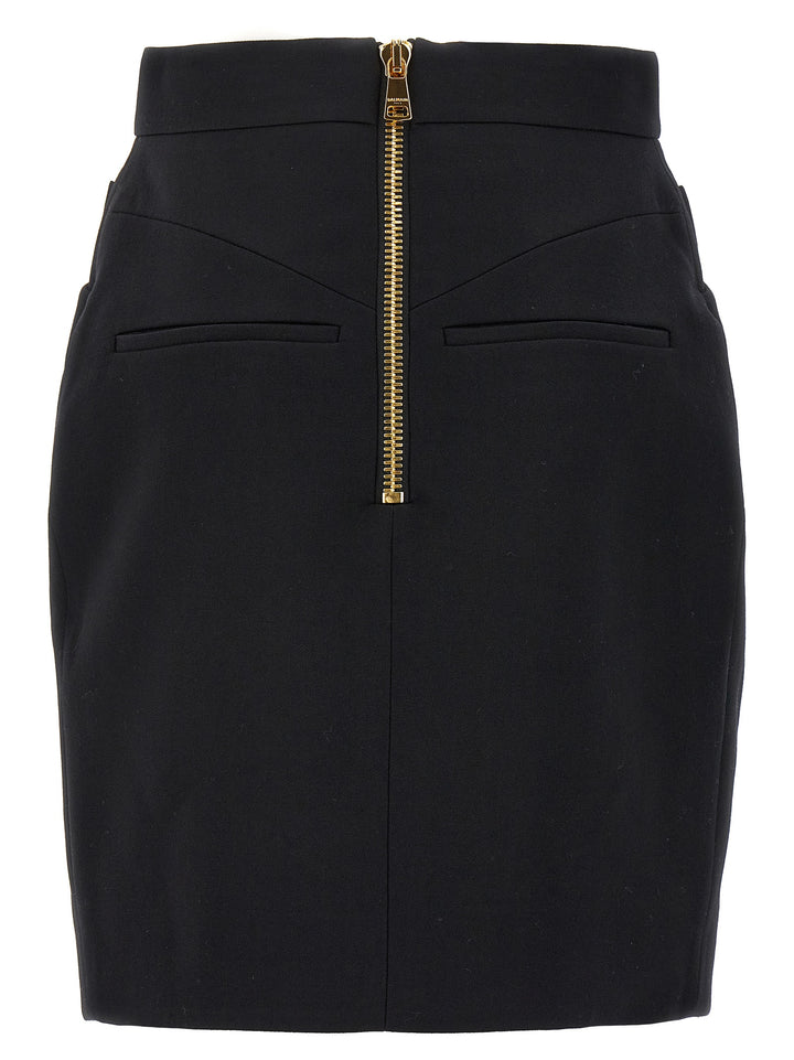 Contrast Button Mini Skirt Gonne Nero