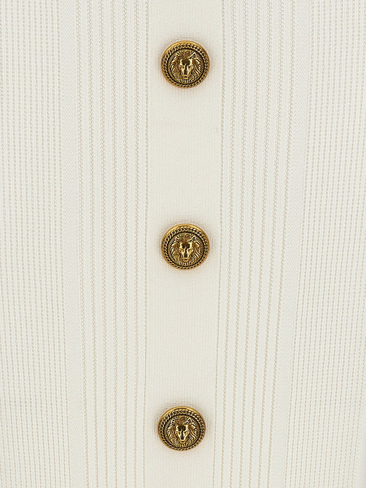 Logo Button Midi Skirt Gonne Bianco