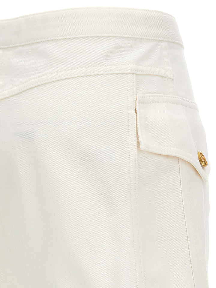 Logo Buttons Shorts Bermuda, Short Bianco