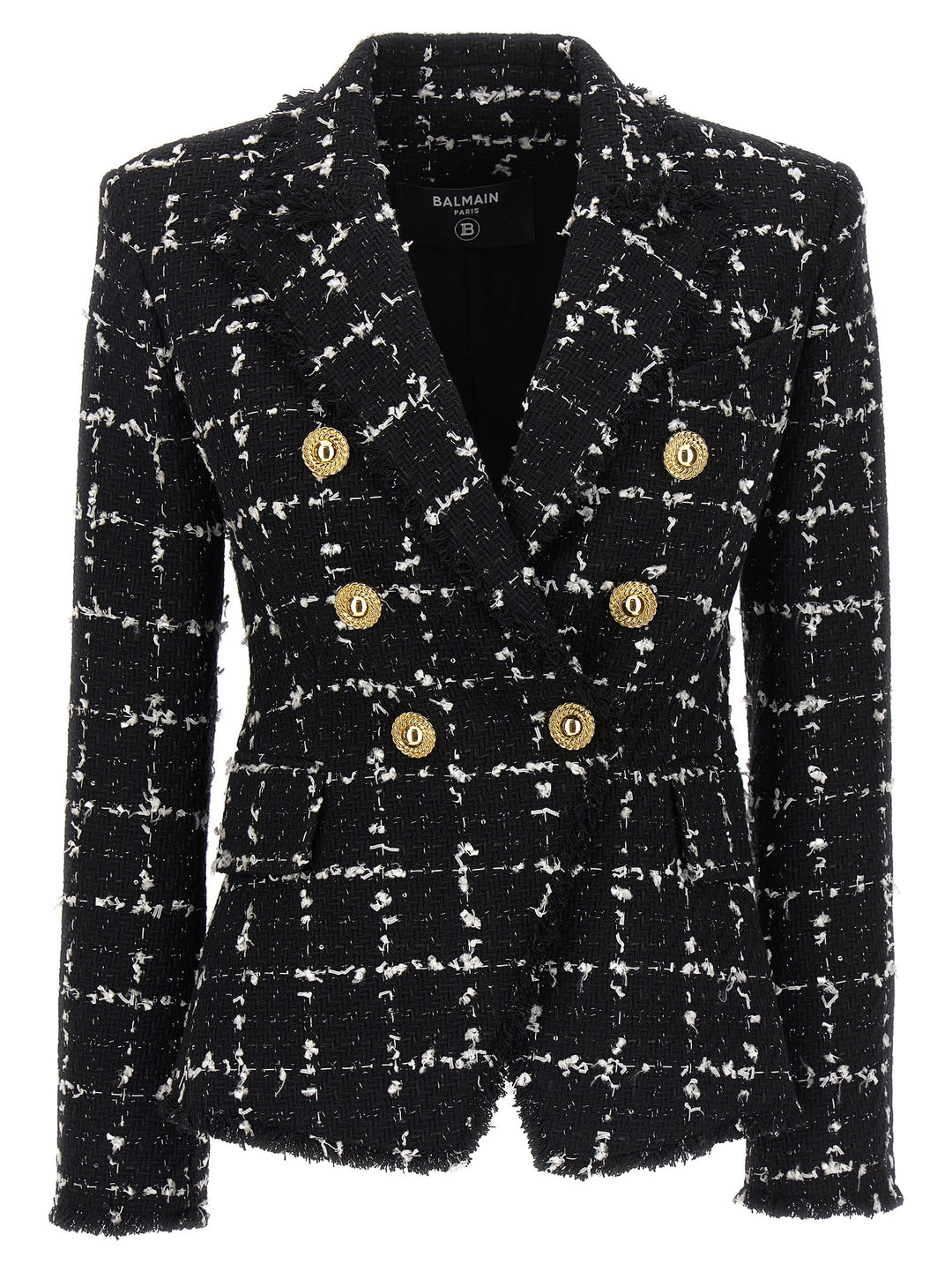 Tweed Double-Breasted Blazer Blazer And Suits Bianco/Nero