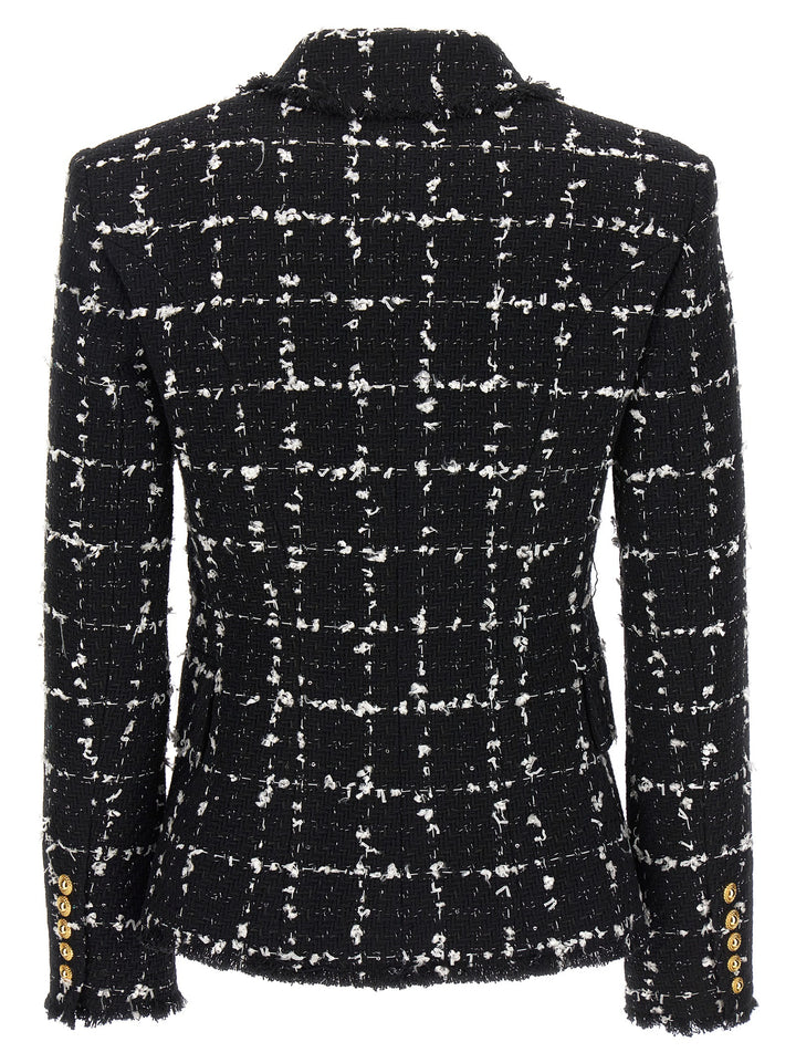 Tweed Double-Breasted Blazer Blazer And Suits Bianco/Nero