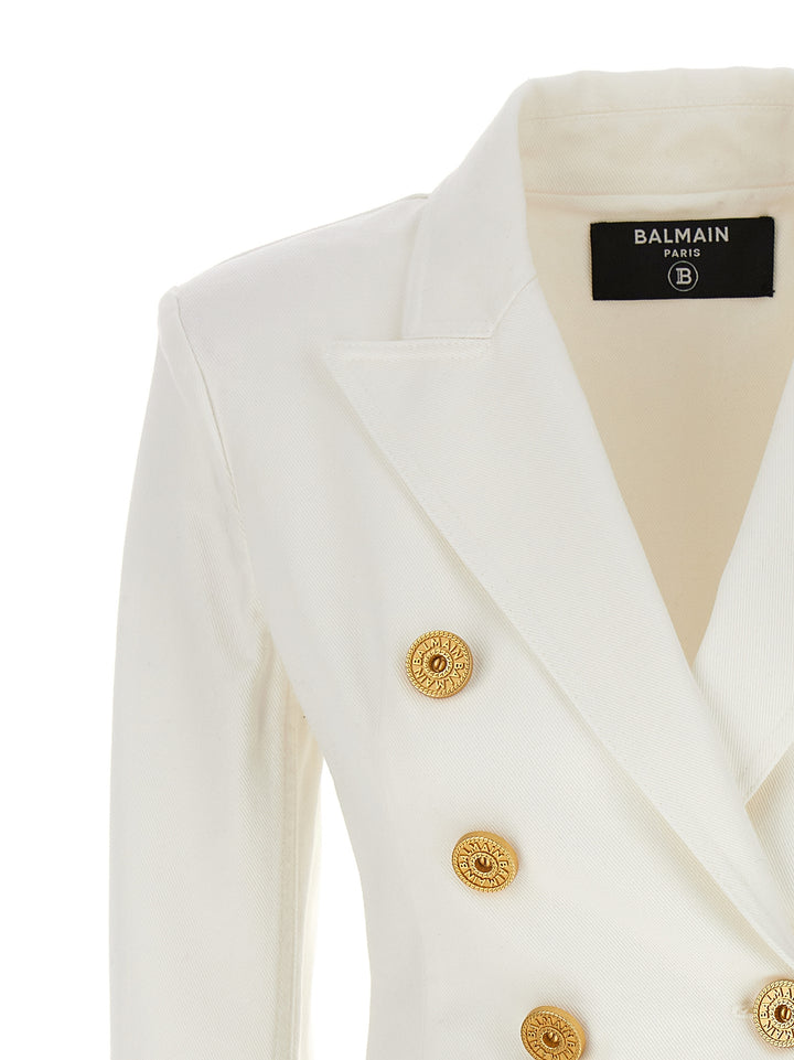 Double-Breasted Denim Blazer Blazer And Suits Bianco