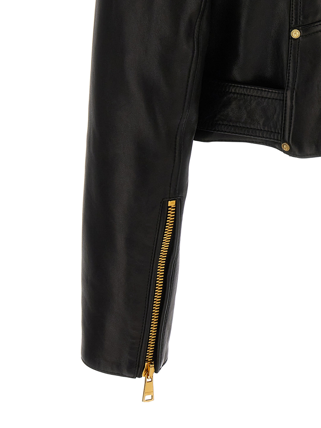 Cropped Leather Nail Giacche Nero