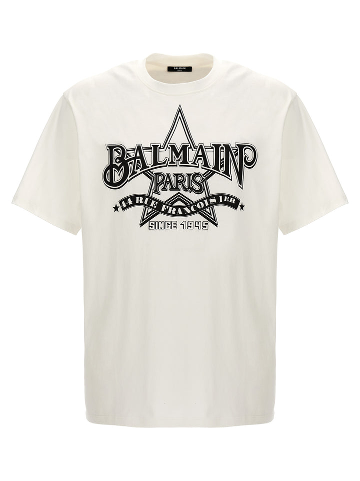 Balmain Star T Shirt Bianco/Nero