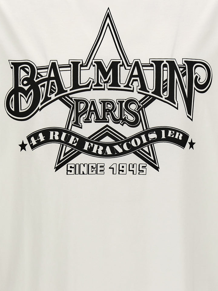 Balmain Star T Shirt Bianco/Nero