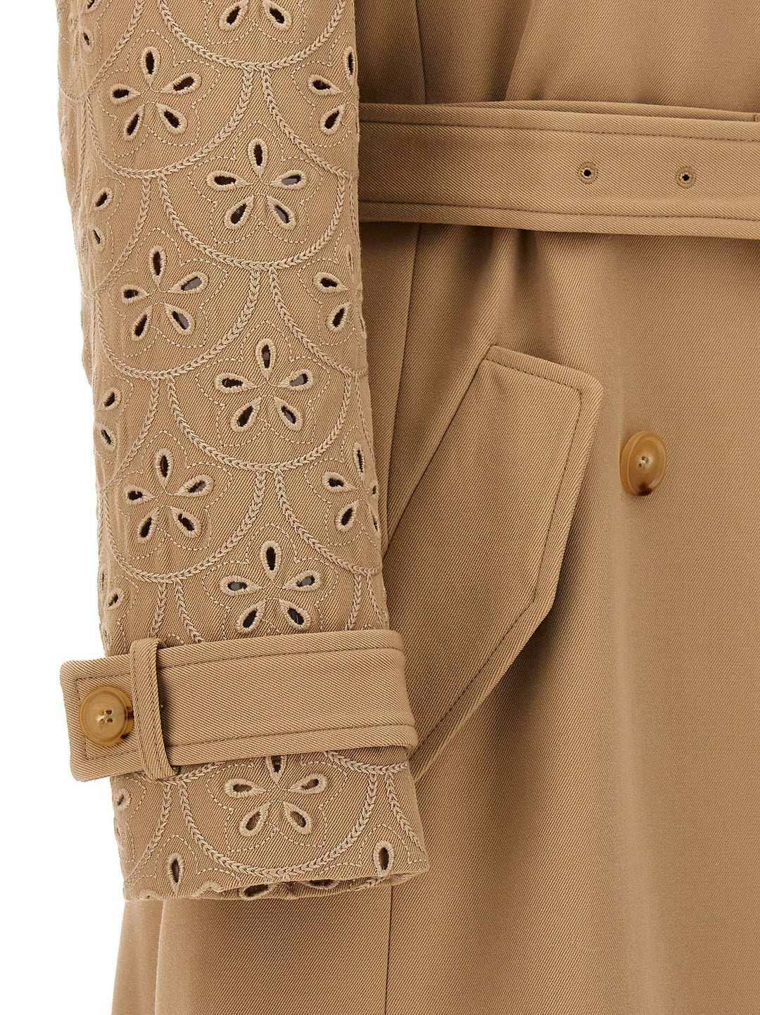 Embroidered Hooded Trench Coat Trench E Impermeabili Beige