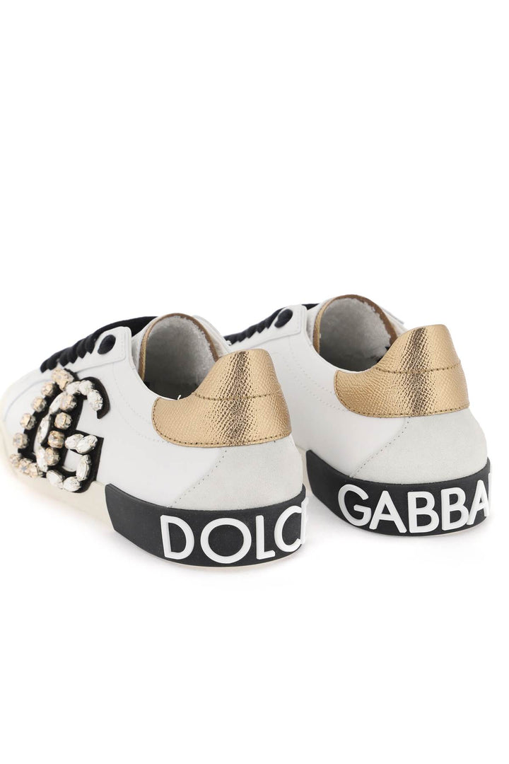 Sneakers Portofino Vintage In Pelle Con Dg Strass - Dolce & Gabbana - Donna