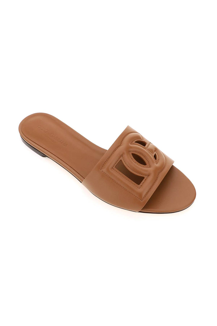 Slides In Pelle Con Logo Cut Out - Dolce & Gabbana - Donna