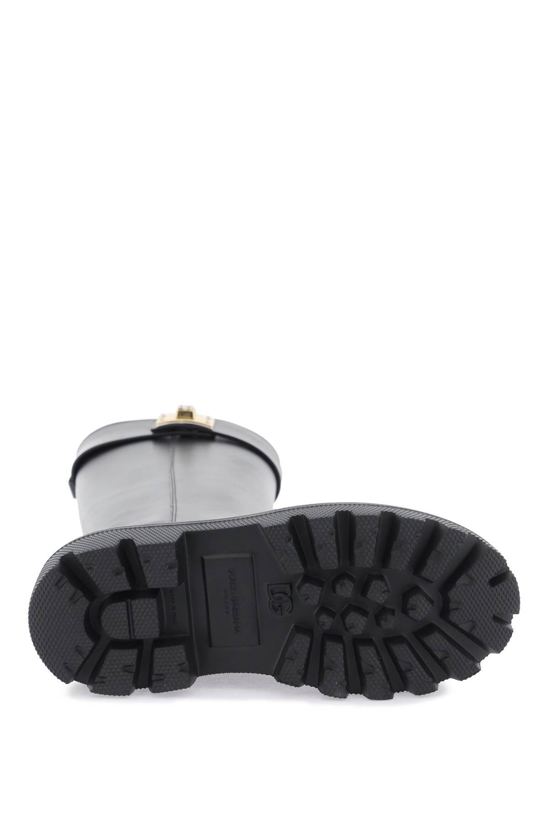 Stivali In Pelle Con Placca Logo - Dolce & Gabbana - Donna
