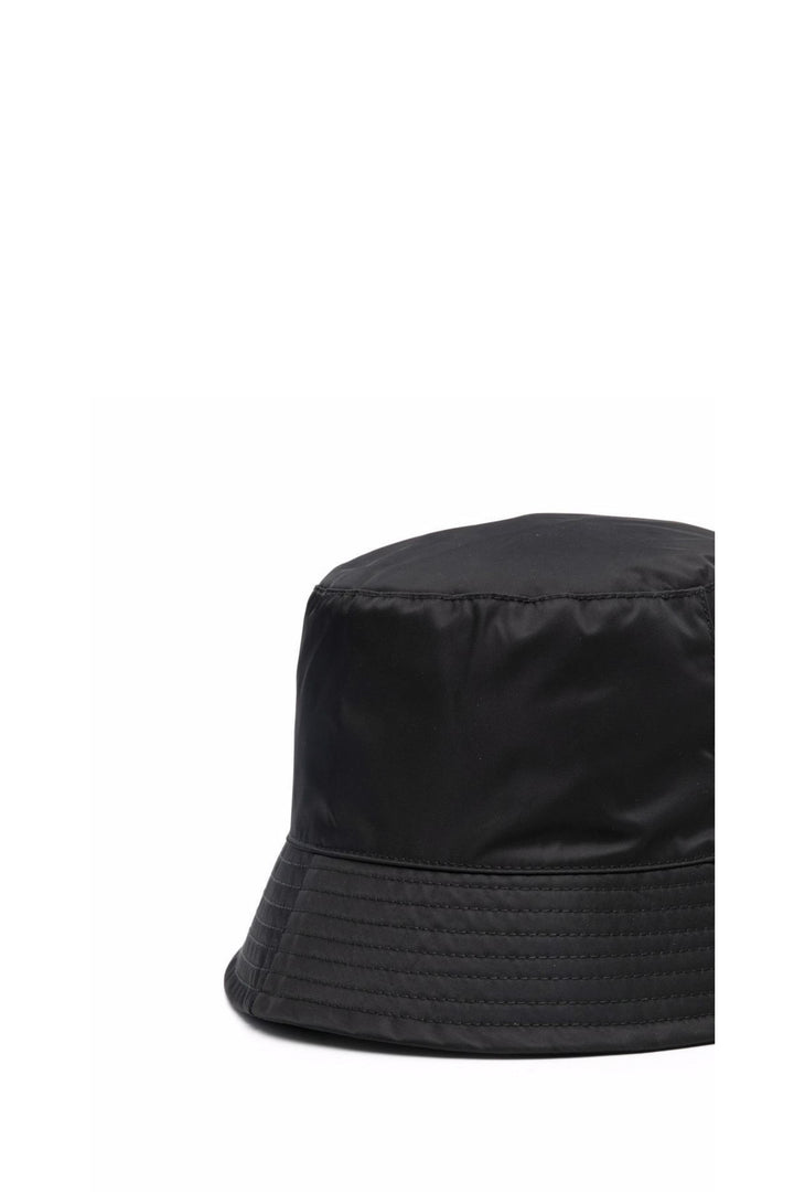 Cappello Bucket Nero in Nylon con Logo Stampato