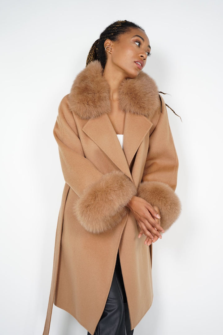 Cappotto Chiara Camel in Misto Cachemire