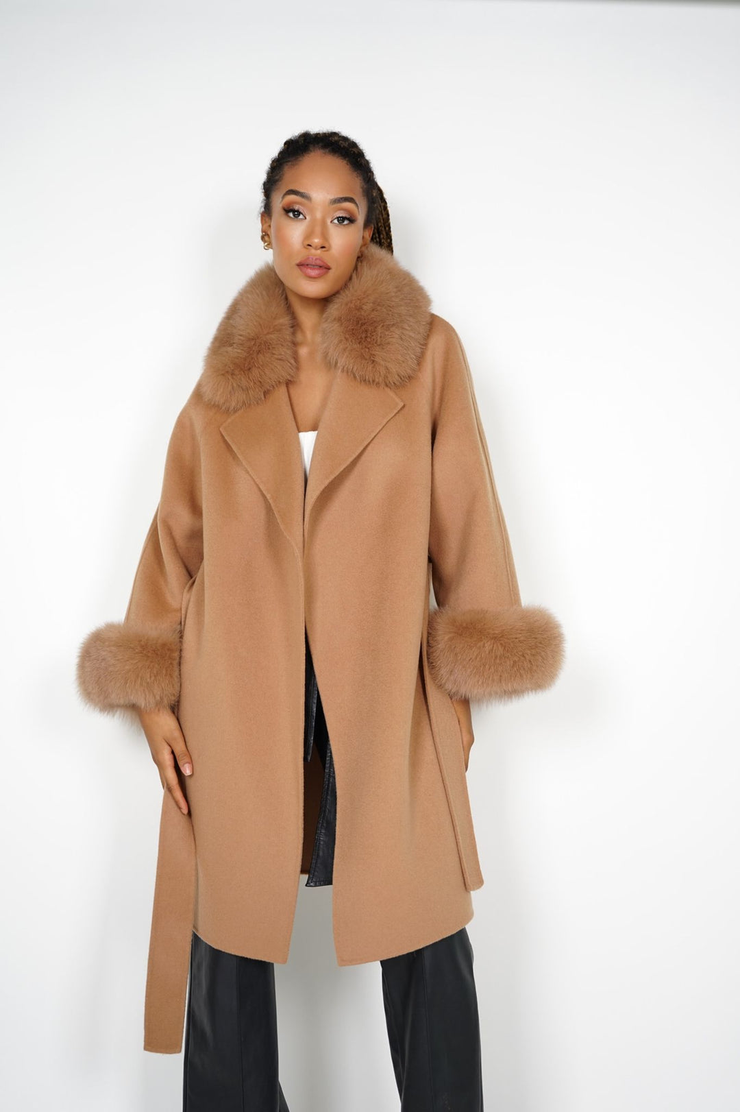 Cappotto Chiara Camel in Misto Cachemire