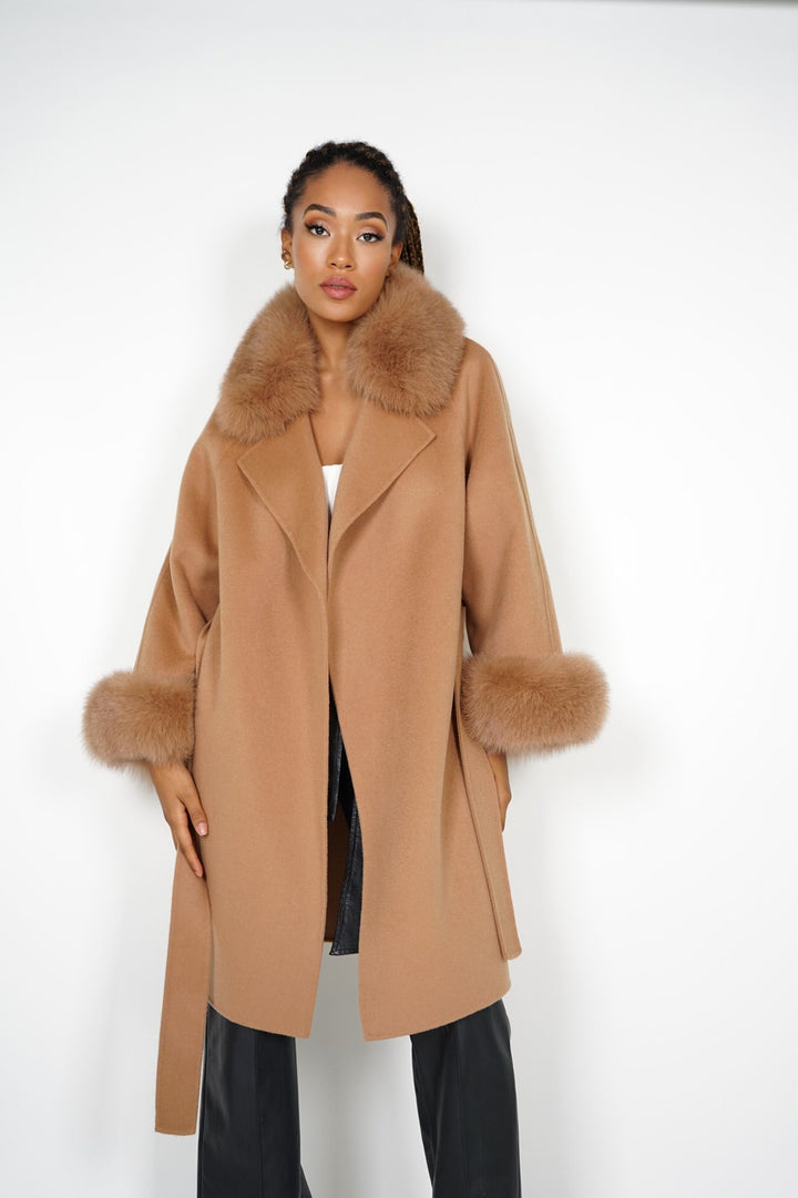 Cappotto Chiara Camel in Misto Cachemire