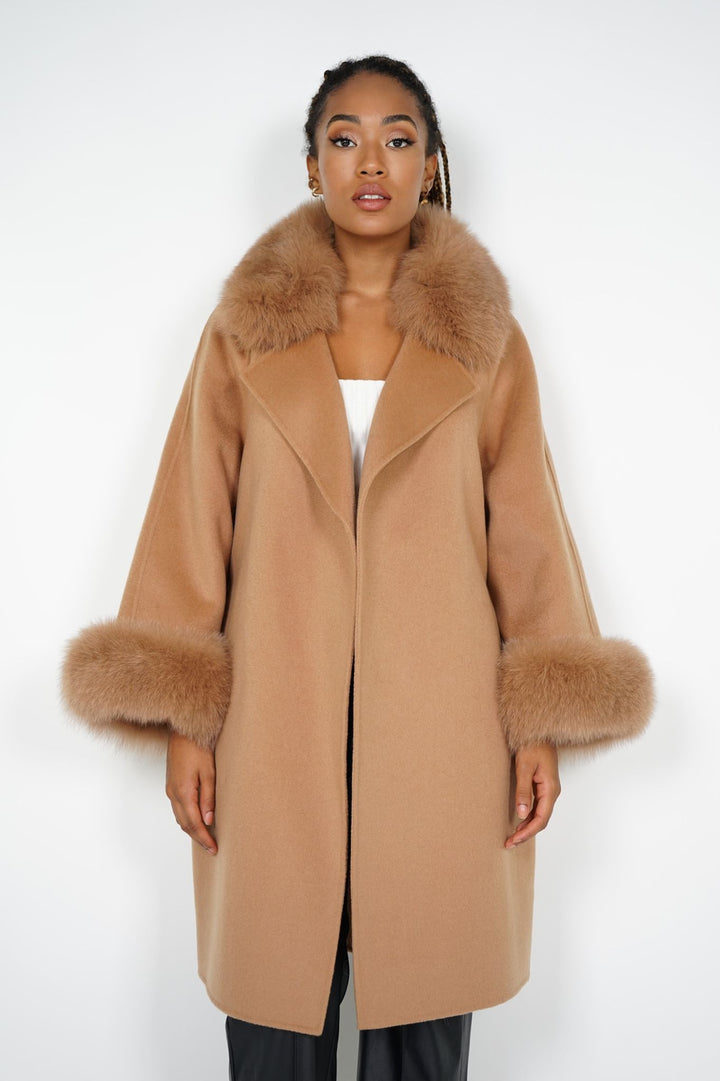 Cappotto Chiara Camel in Misto Cachemire
