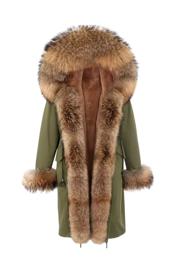 Parka Doler Verde con Piel de Mapache