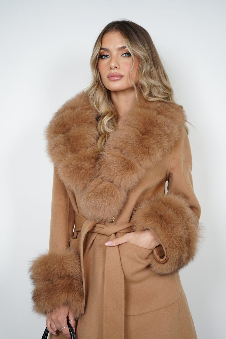 Cappotto Lebonè Camel Misto Cachemire