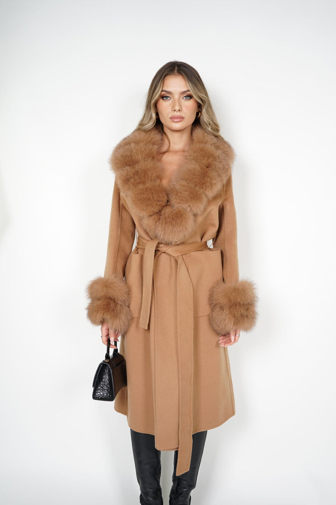 Cappotto Lebonè Camel Misto Cachemire