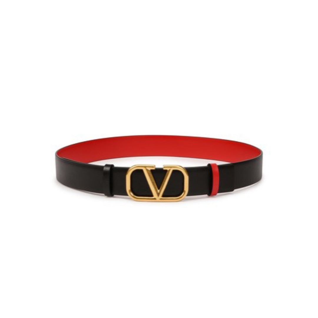 Cintura reversibile VLOGO in pelle nero rosso-Valentino-Wanan Luxury