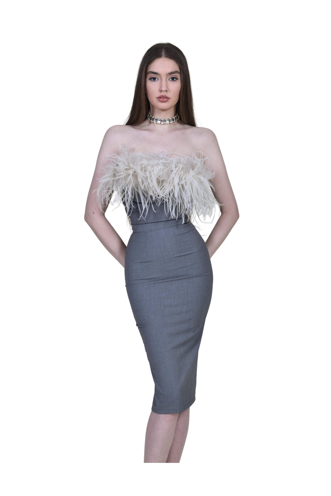 Co ord Era Longuette in Cotone Grigio-The Archivia-Wanan Luxury