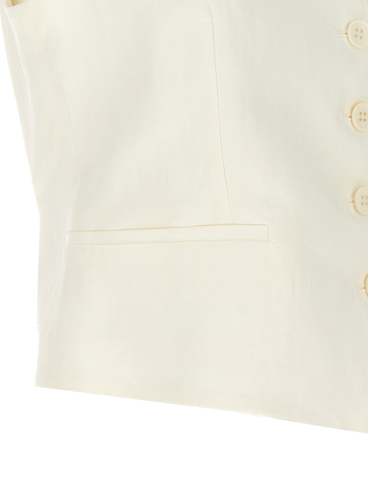 Single-Breasted Vest Gilet Bianco