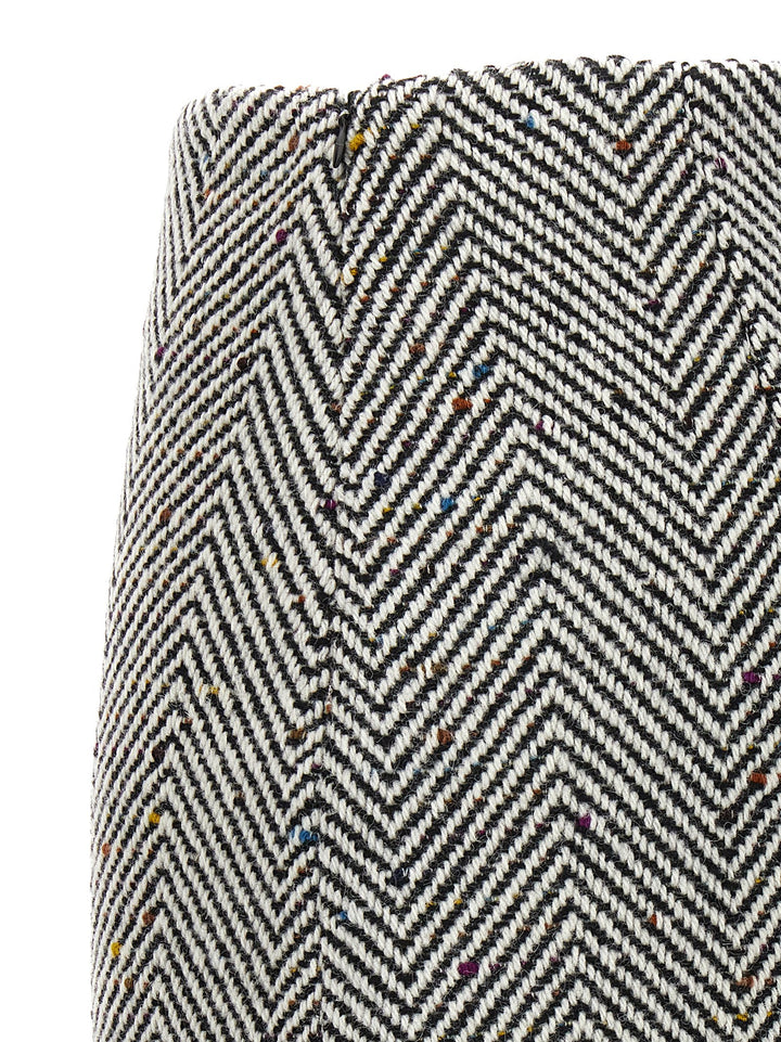 Chevron Skirt Gonne Bianco/Nero