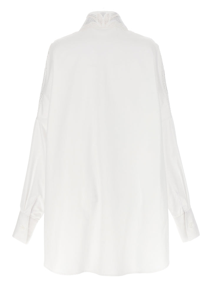 Rhinestone Embroidery Shirt Camicie Bianco