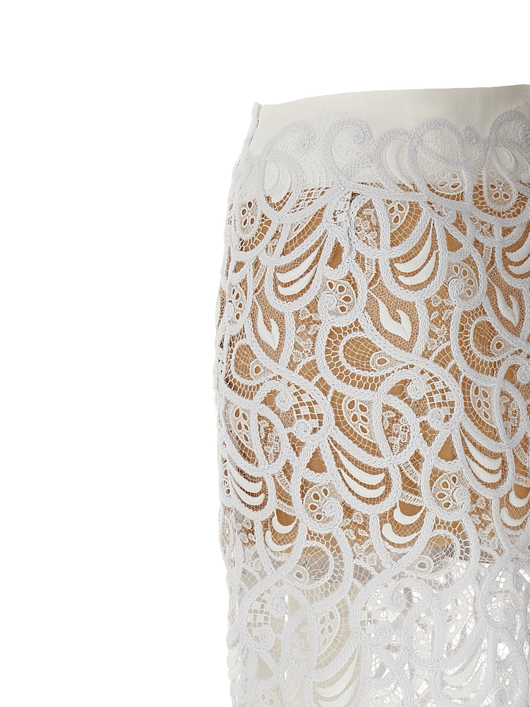Lace Longuette Skirt Gonne Bianco