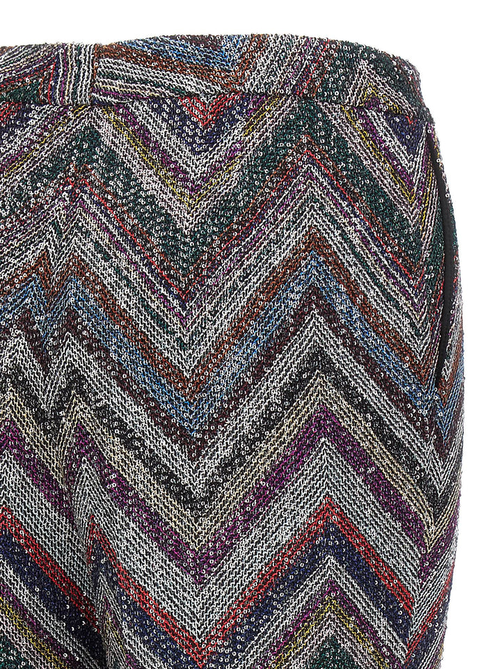 Zigzag Pattern Pantaloni Multicolor