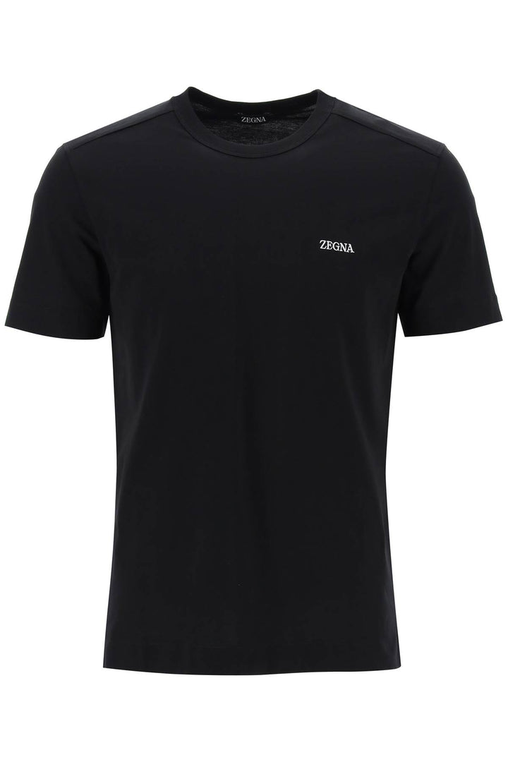 T Shirt Girocollo Con Ricamo Logo - Zegna - Uomo