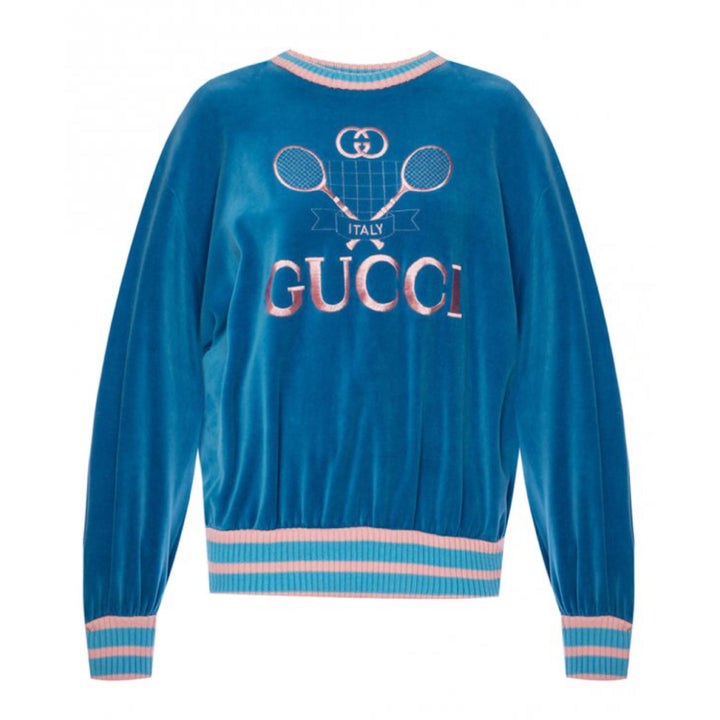 Felpa in ciniglia con logo ricamato-Gucci-Wanan Luxury