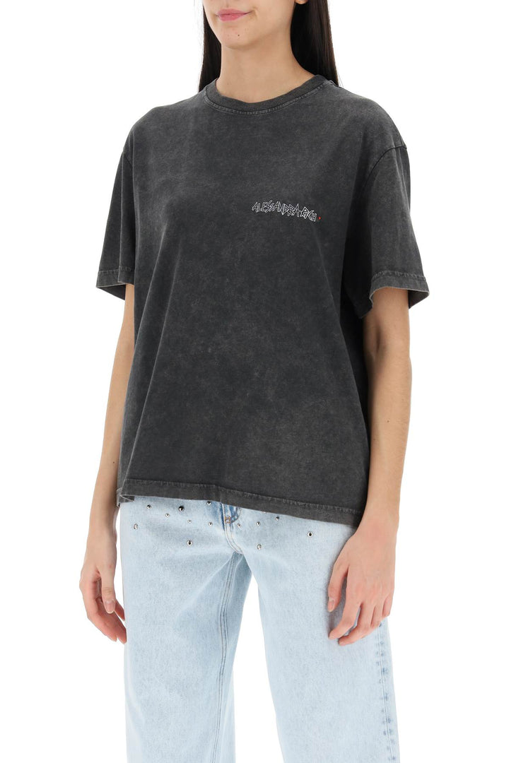 T Shirt Oversize Con Stampa E Cristalli - Alessandra Rich - Donna