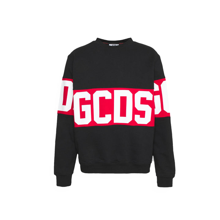 Felpa nera in cotone con logo-GCDS-Wanan Luxury