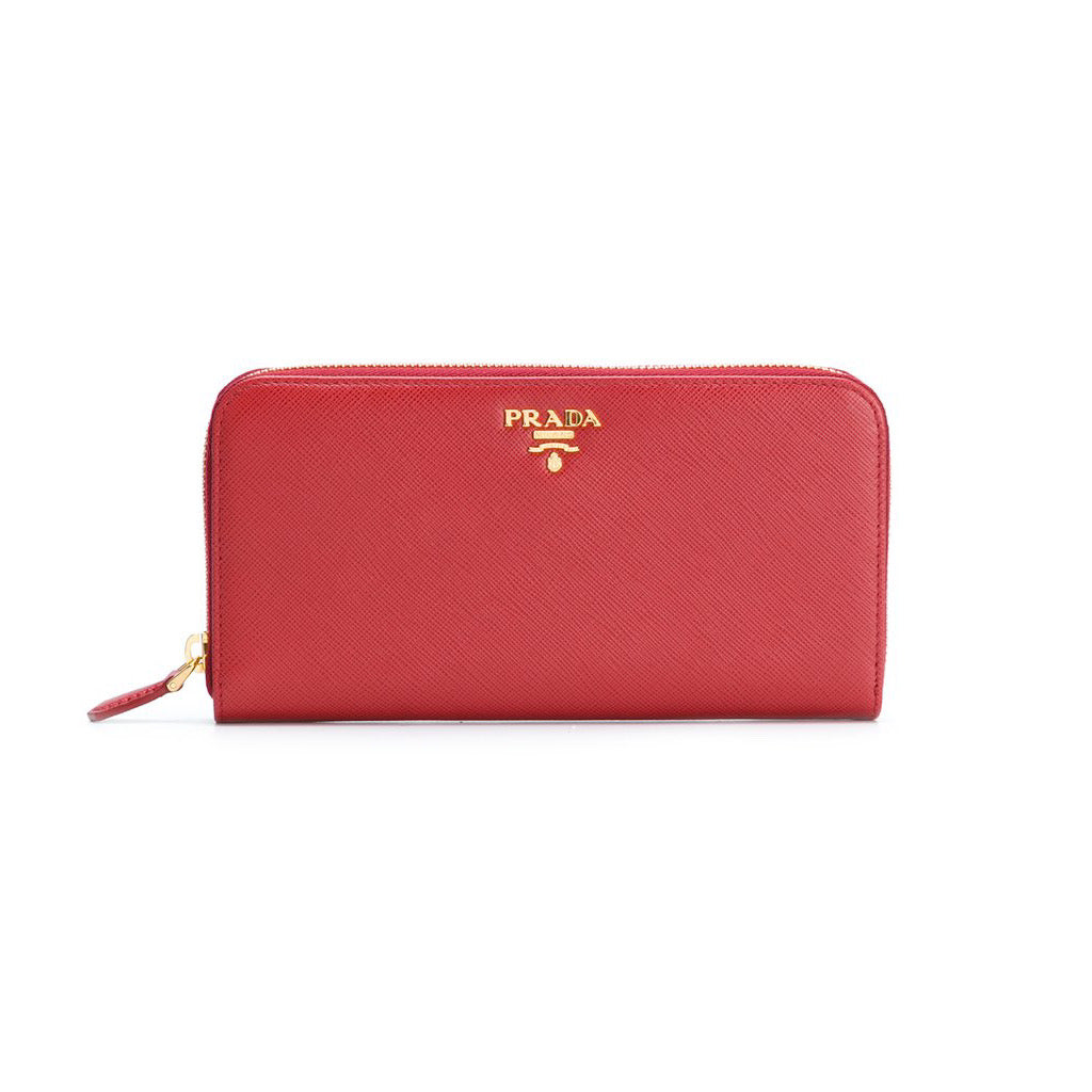 Portafoglio Continental logo pelle rosso-Prada-Wanan Luxury