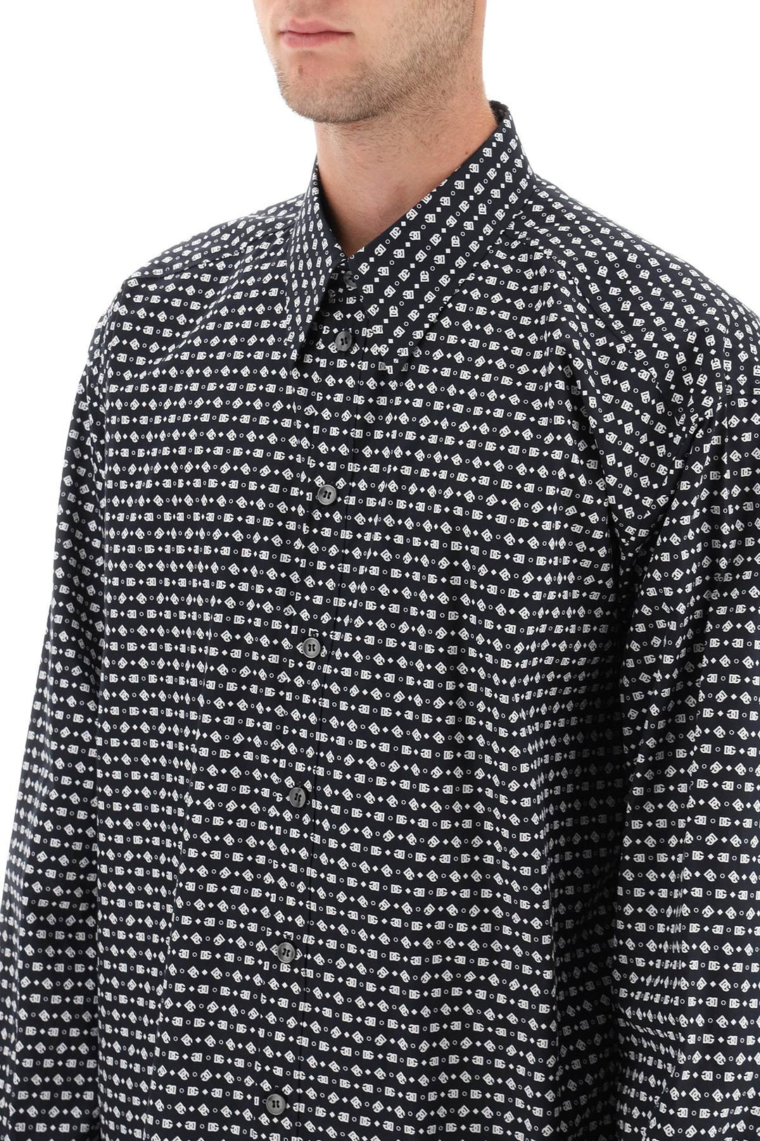 Camicia Over Micro Monogram - Dolce & Gabbana - Uomo