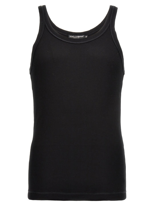 Ribbed Tank Top Top Nero
