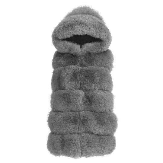 Gilet Calere Grigio Chiaro in Pelliccia di Volpe