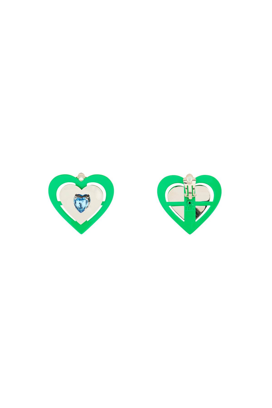 Orecchini A Clip 'Green Neon Heart' - Saf Safu - Donna